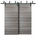 Sartodoors Double Barn Interior Door, 72" x 84", Gray PLANUM20BBB-GA-72